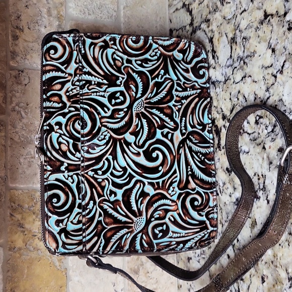 Patricia Nash Bags Patricia Nash Turquoise Tooled Crossbody Poshmark